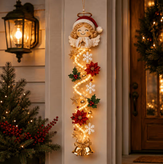 Velmerry Glowing Christmas Door Hanger, Christmas Angel character, illuminated