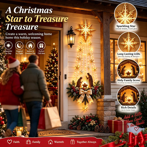 Velmerry illuminated Nativity wall decor with glowing star and Holy Family Christmas scene